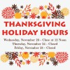 Thanksgiving Holiday Hours 2016