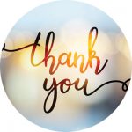 thank you script on blurred lights background