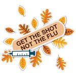 fall leaves with bandage that reads: Get the shot, not the flu