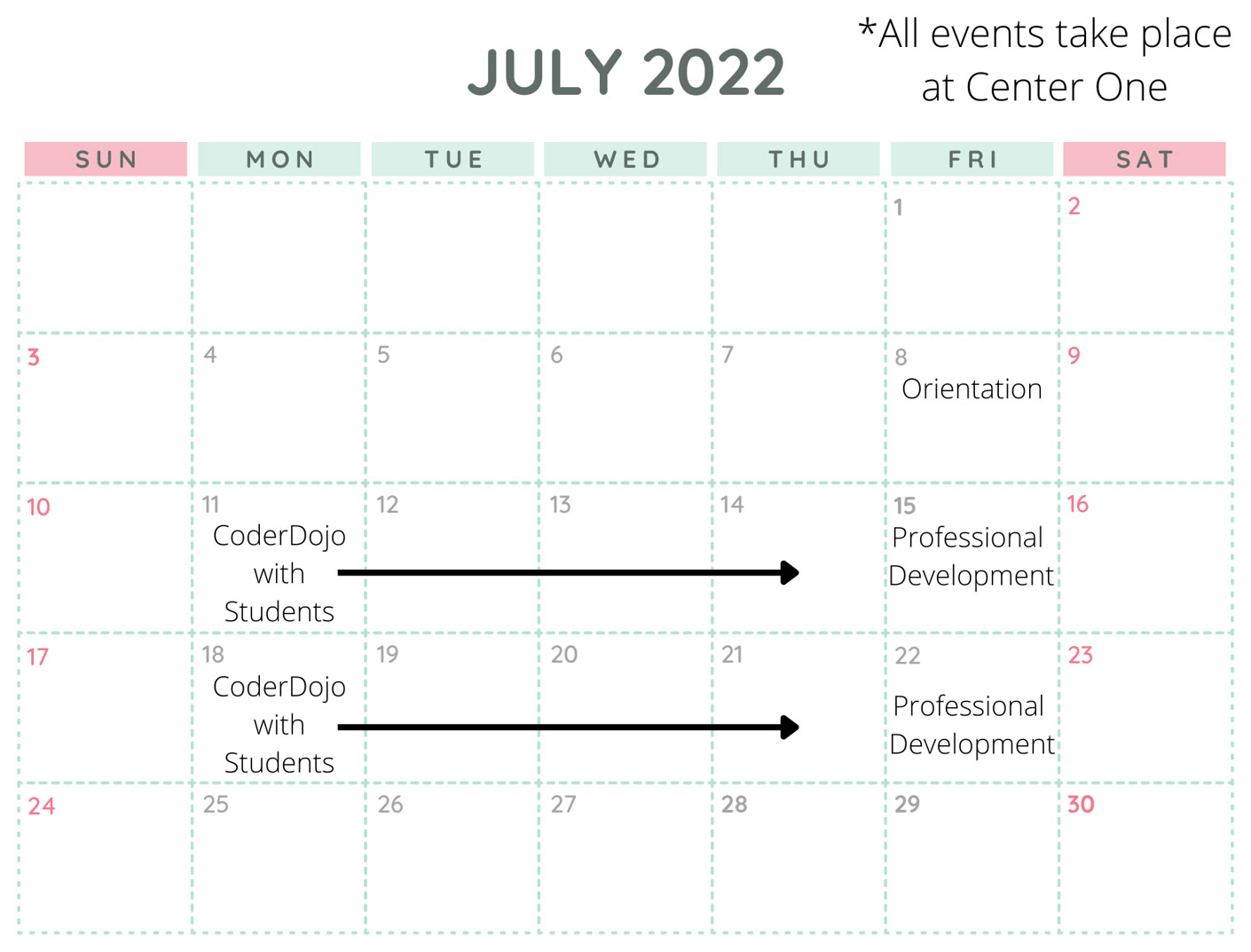 CoderDojo 2022 Schedule