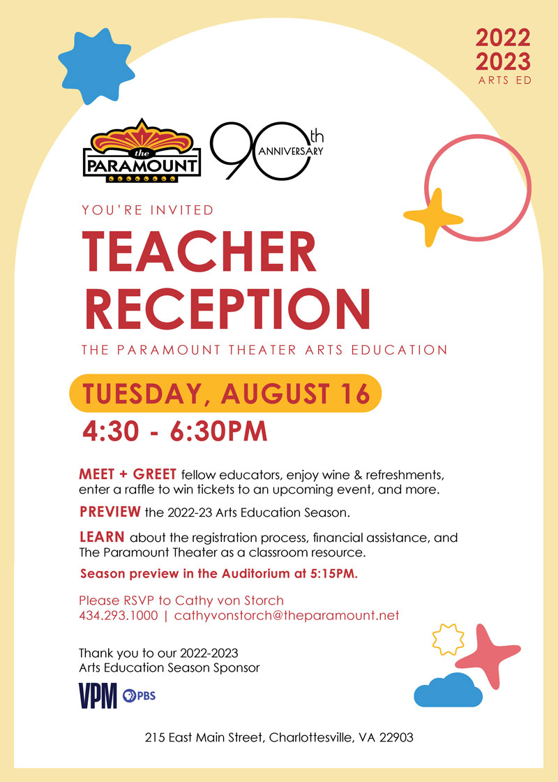 2022 Paramount Teacher Reception Invite