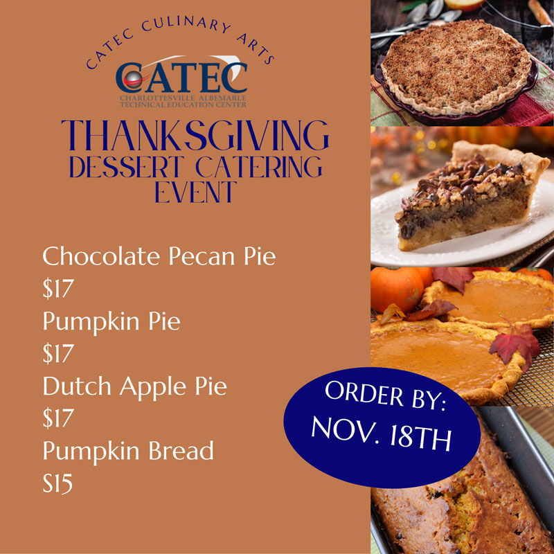 2022 CATEC Thanksgiving Dessert Catering Menu: Order by Nov. 18