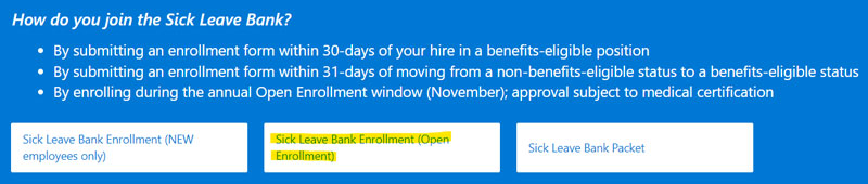 Open Enrollment 2022: Sick Leave Bank screenshot