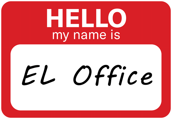 Hello my name is EL Office nametag