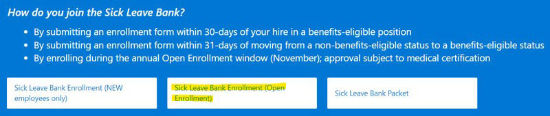 Screenshot: How do you join the Sick Leave Bank?