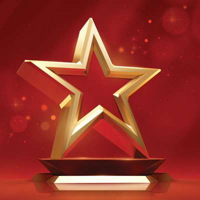 Award ceremony background with 3D gold star