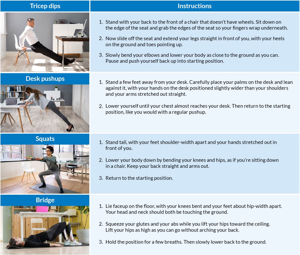 Four simple exercises you can do at work or home
